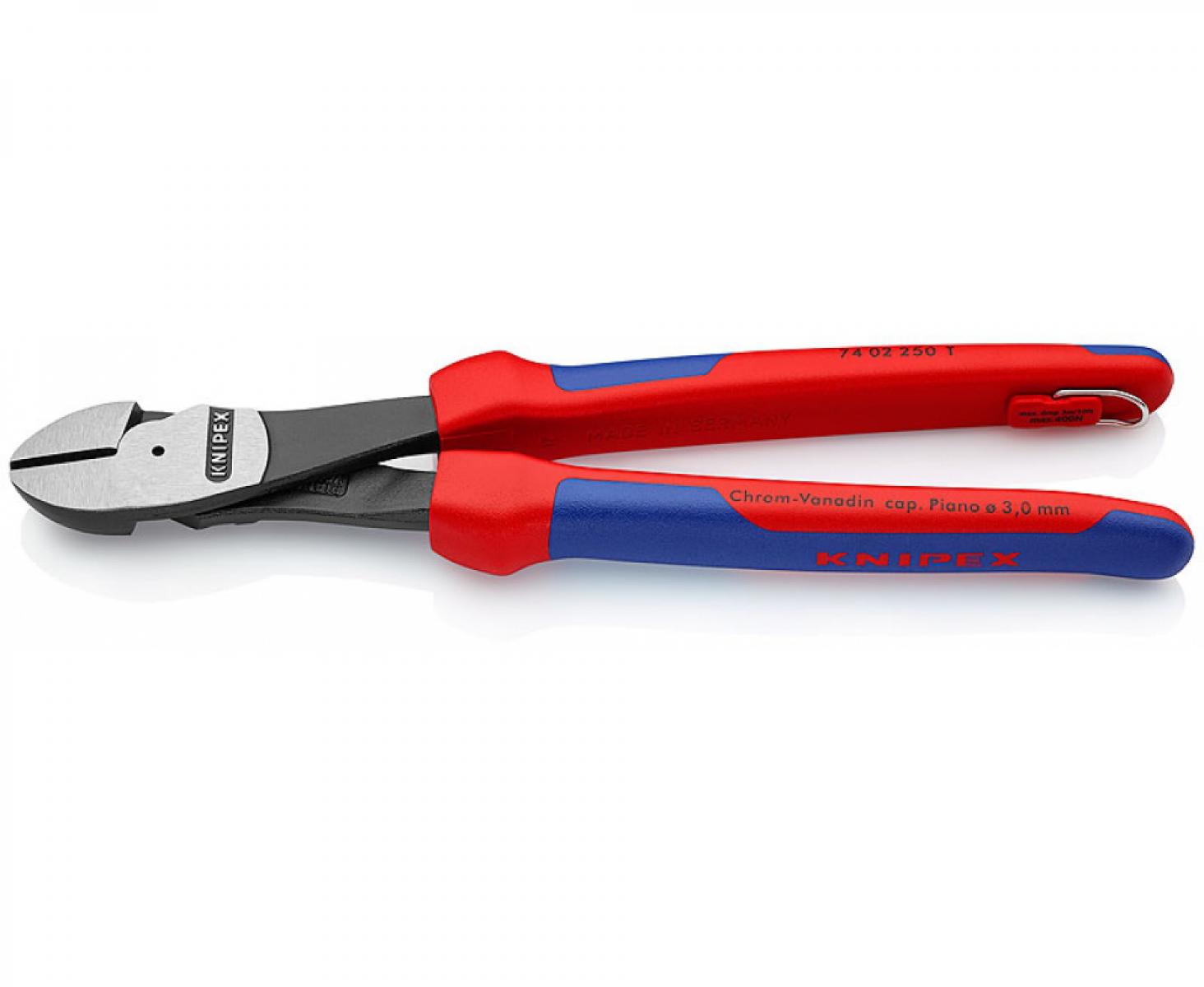 картинка Кусачки боковые особой мощности Knipex KN-7402250T со страховым креплением от магазина "Элит-инструмент"