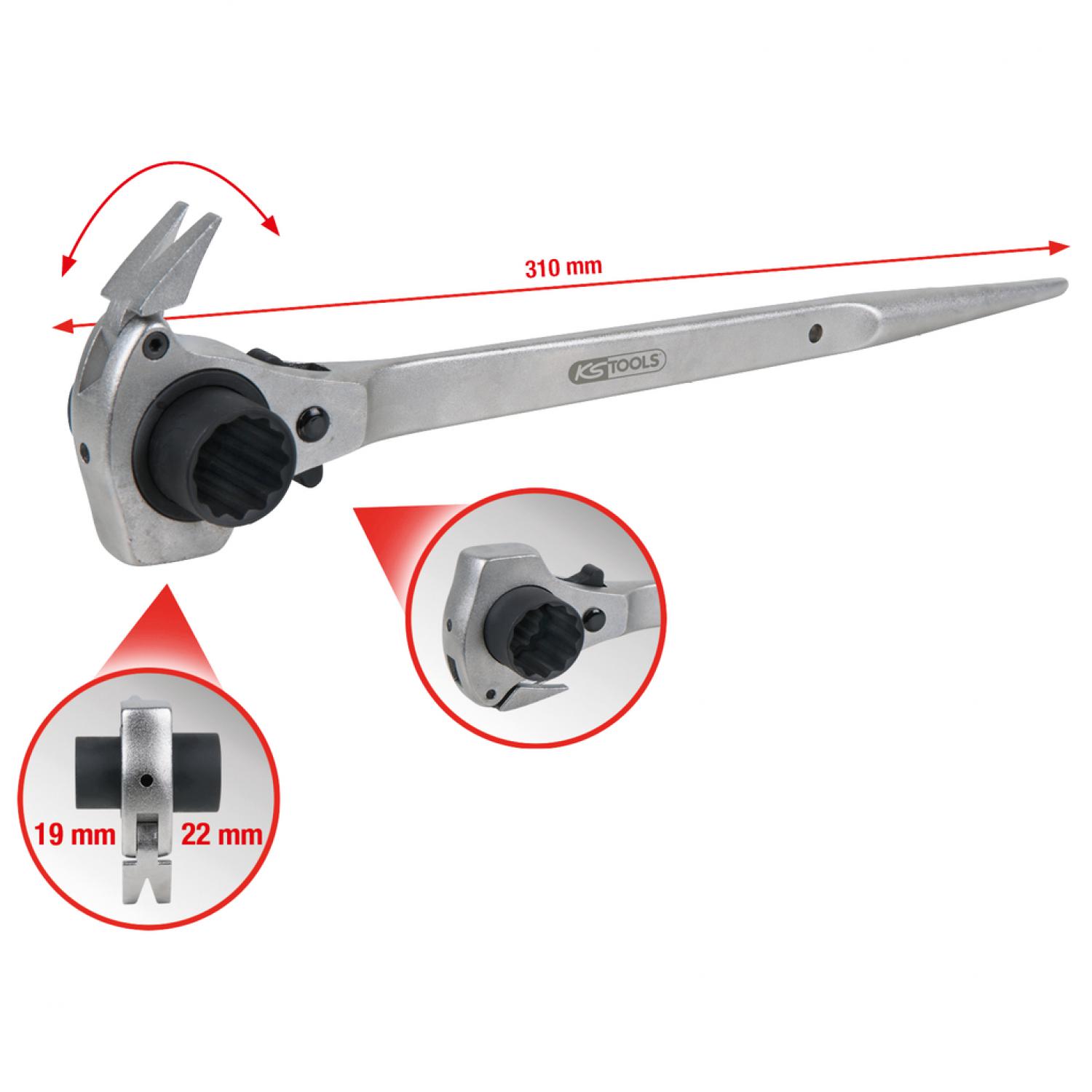 Накидной ключ для строительных лесов 4 в 1, 19 х 22 мм
