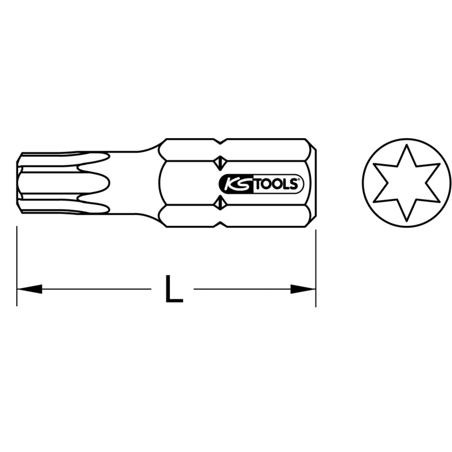 картинка Бит 1/4" с профилем Torx, 25 мм, Т2, 5 шт в упаковке от магазина "Элит-инструмент"