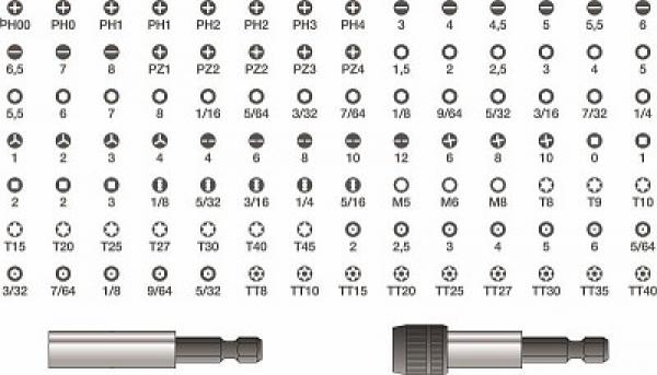 картинка Комплект специальных насадок - 1/4" (100 ед.) 692 J100 U06920043 от магазина "Элит-инструмент"