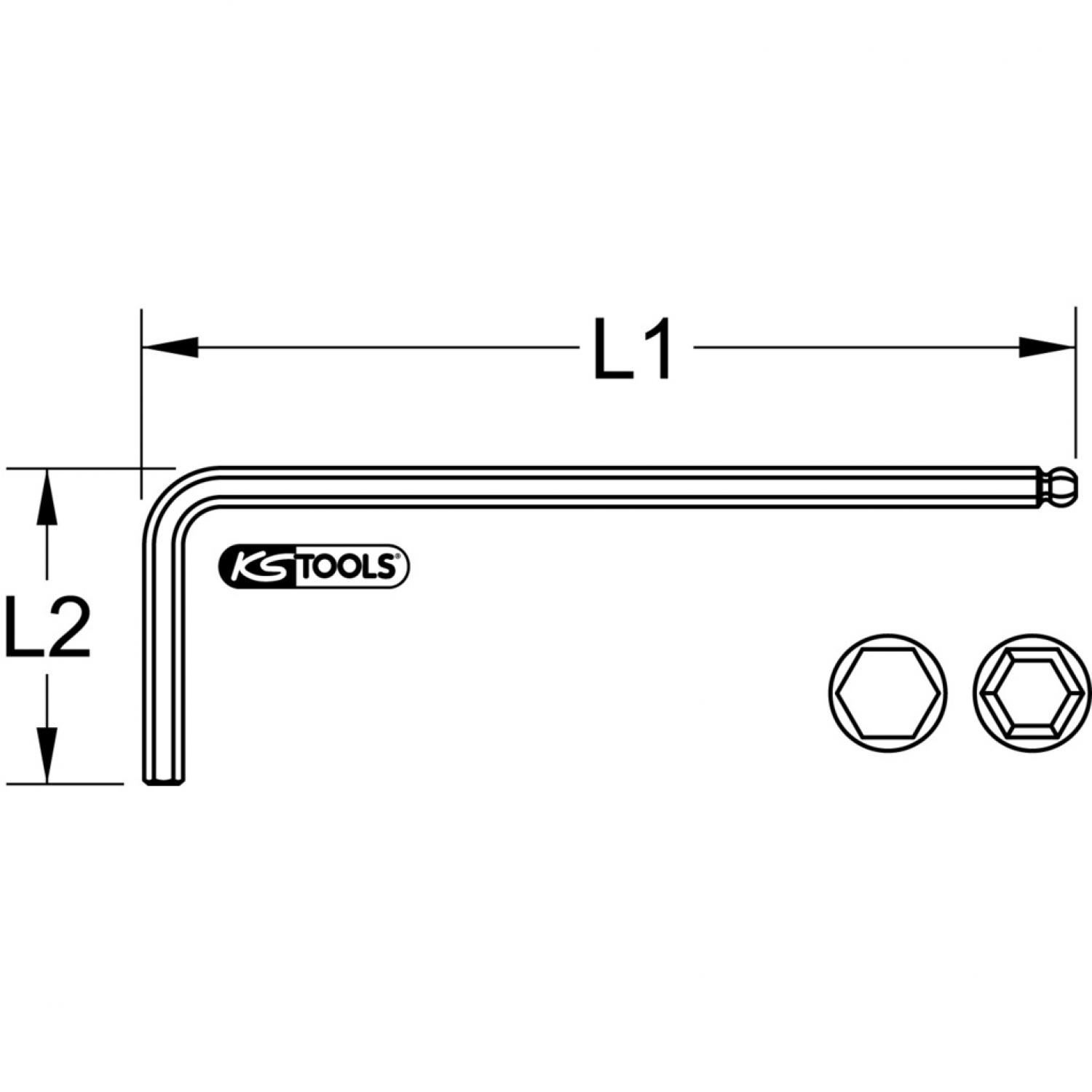 картинка Угловой штифтовой ключ с внутренним шестигранником и шаровой головкой, с фосфатированной поверхностью, длинный, 3 мм от магазина "Элит-инструмент"