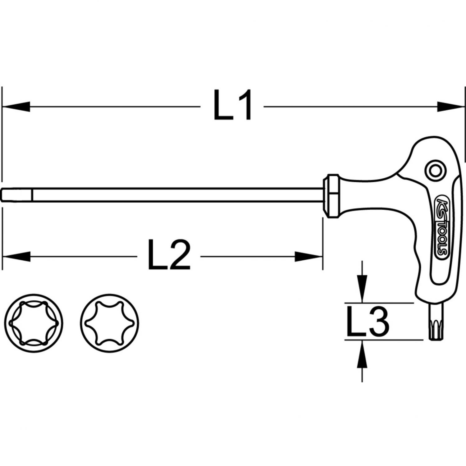 картинка Угловой штифтовой ключ с Т-образной рукояткой, профилем Torx и шаровой головкой, T25 от магазина "Элит-инструмент"
