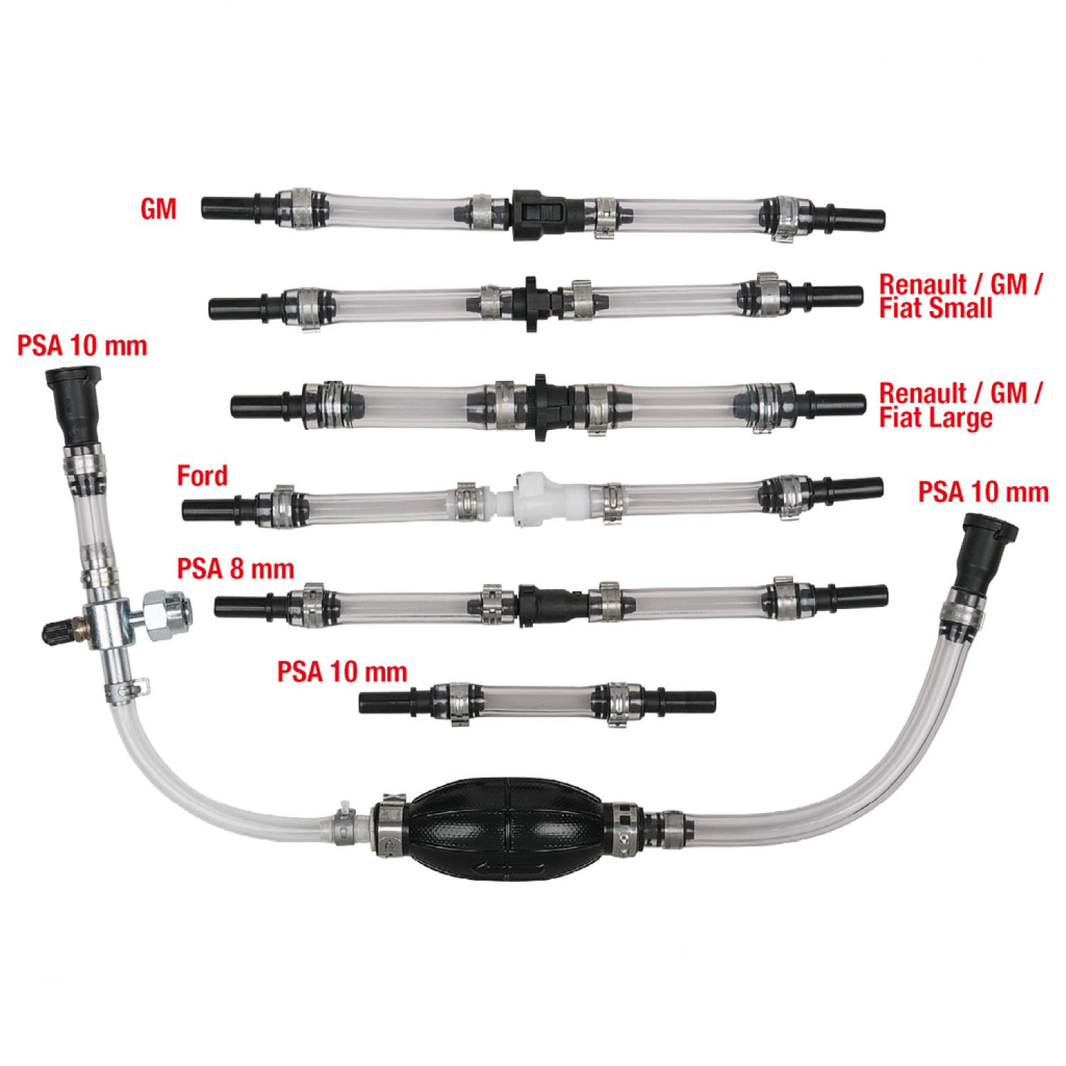 Комплект инструментов для откачки воздуха и предварительного заполнения дизельной системы, 7 шт