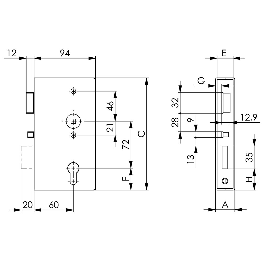 картинка Самоблокирующийся корпус замка АМF 555077 от магазина "Элит-инструмент"