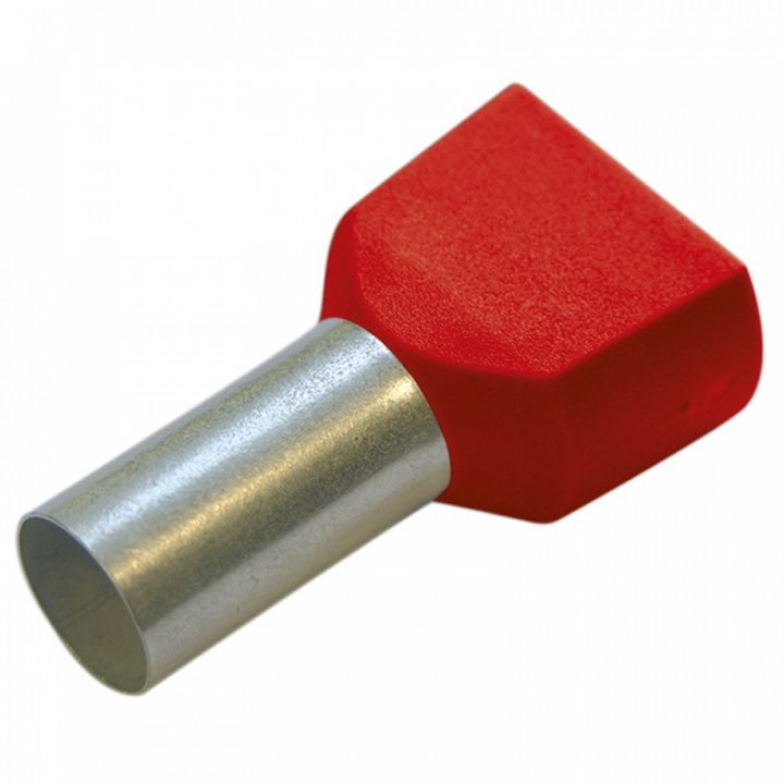 Гильза конечная для двух проводов 1/ 10 мм цвет красный (упак. 100 шт.)