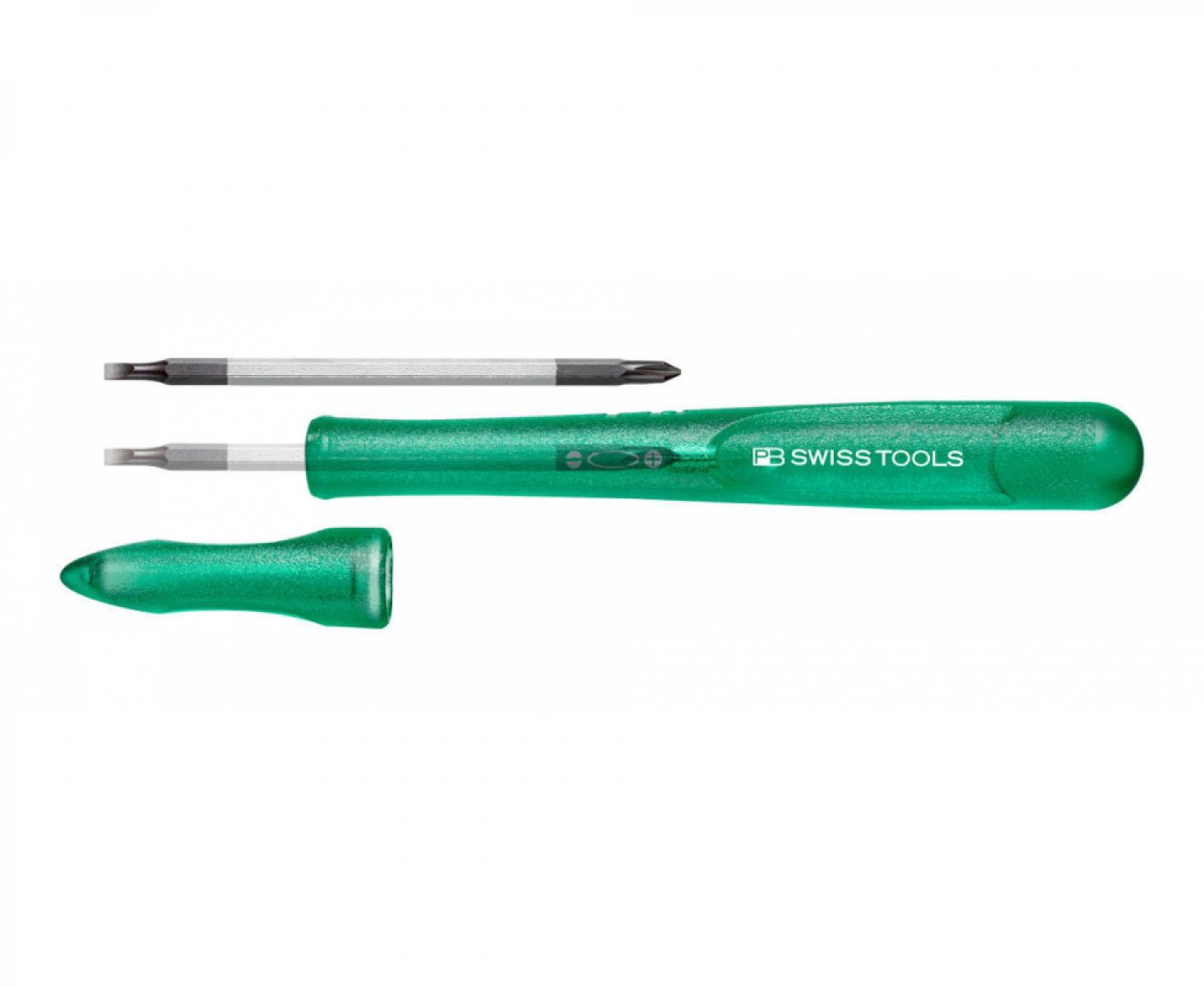 Отвертка прецизионная прецизионная PB Swiss Tools со сменным жалом SL PH PB 168.00-30 GR зеленая