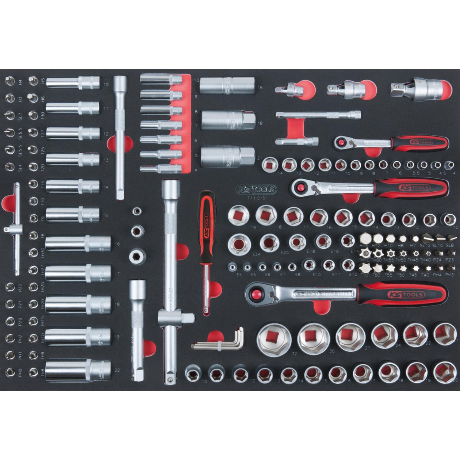 SCS набор торцевых ключей 1/4"+3/8"+1/2", 151 шт, 1/1 вкладка-органайзер