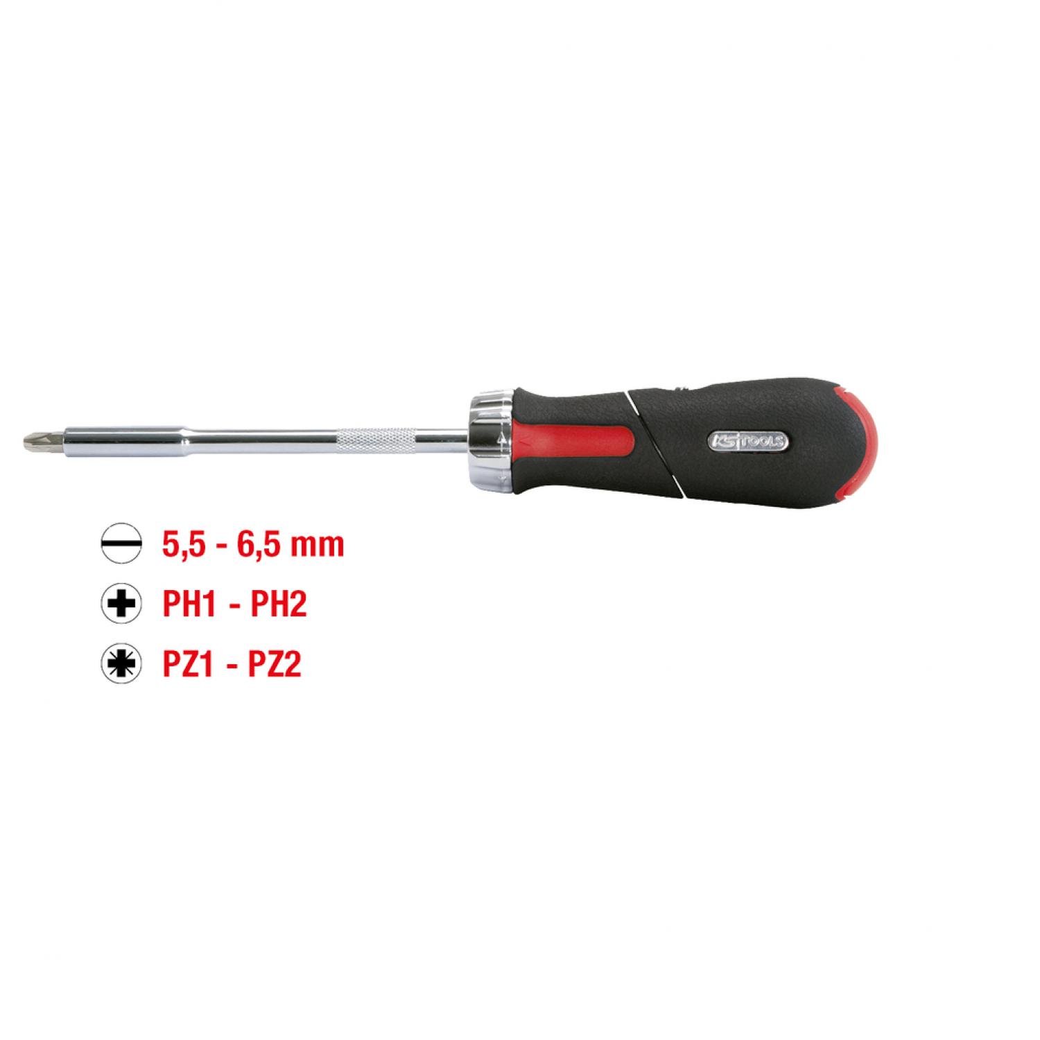 картинка Отвертка с револьверной головкой, трещоткой и битами 1/4", 7 шт от магазина "Элит-инструмент"