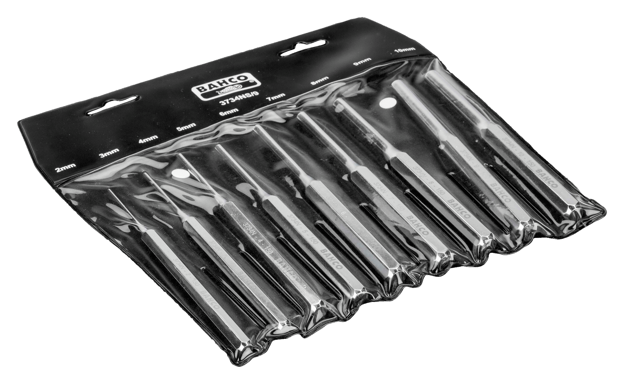 Набор бородков в пластиковом чехле. 9 шт размером от 2 до 10 мм BAHCO 3734NS/9
