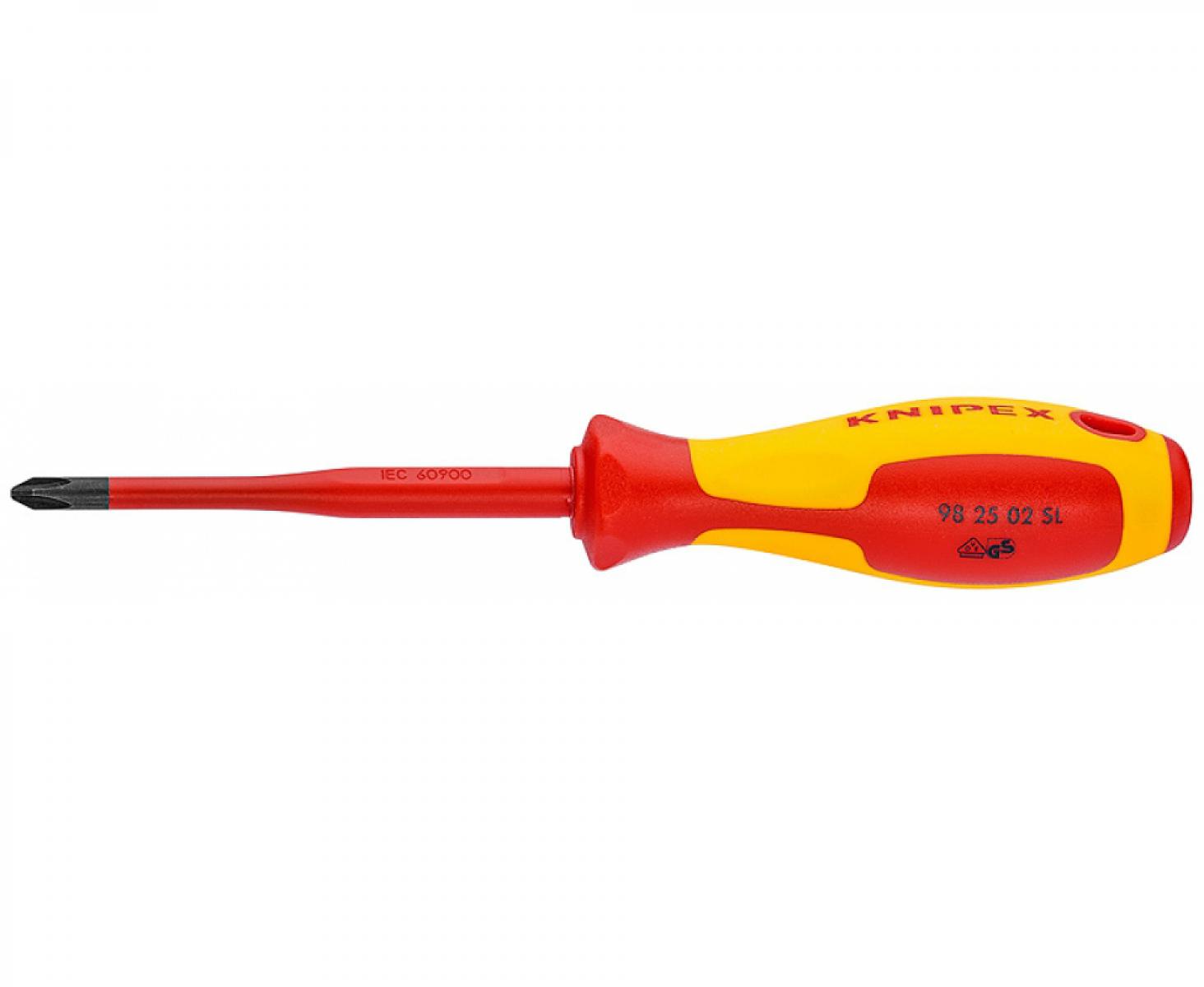 картинка Тонкая отвертка VDE для винтов с шлицем PlusMinus SL/PZ Knipex KN-982501sls от магазина "Элит-инструмент"