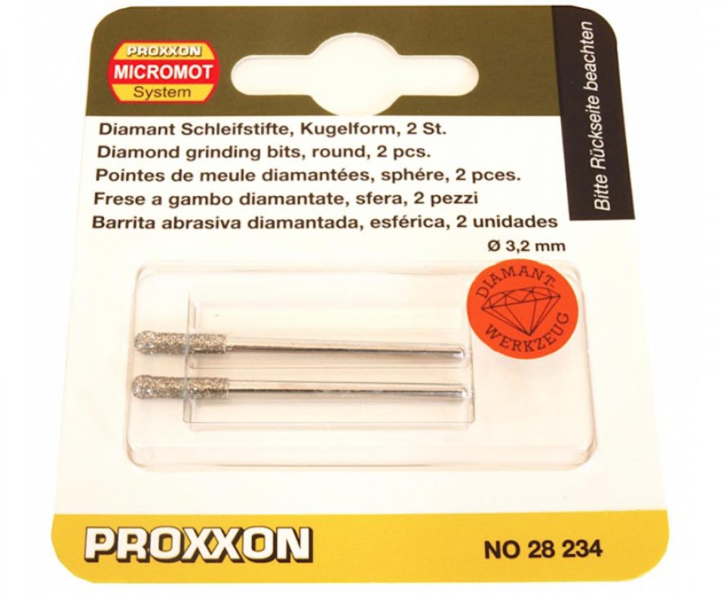 картинка Бор с алмазным напылением (шар 3.2 мм) Proxxon 28234 2 шт. от магазина "Элит-инструмент"