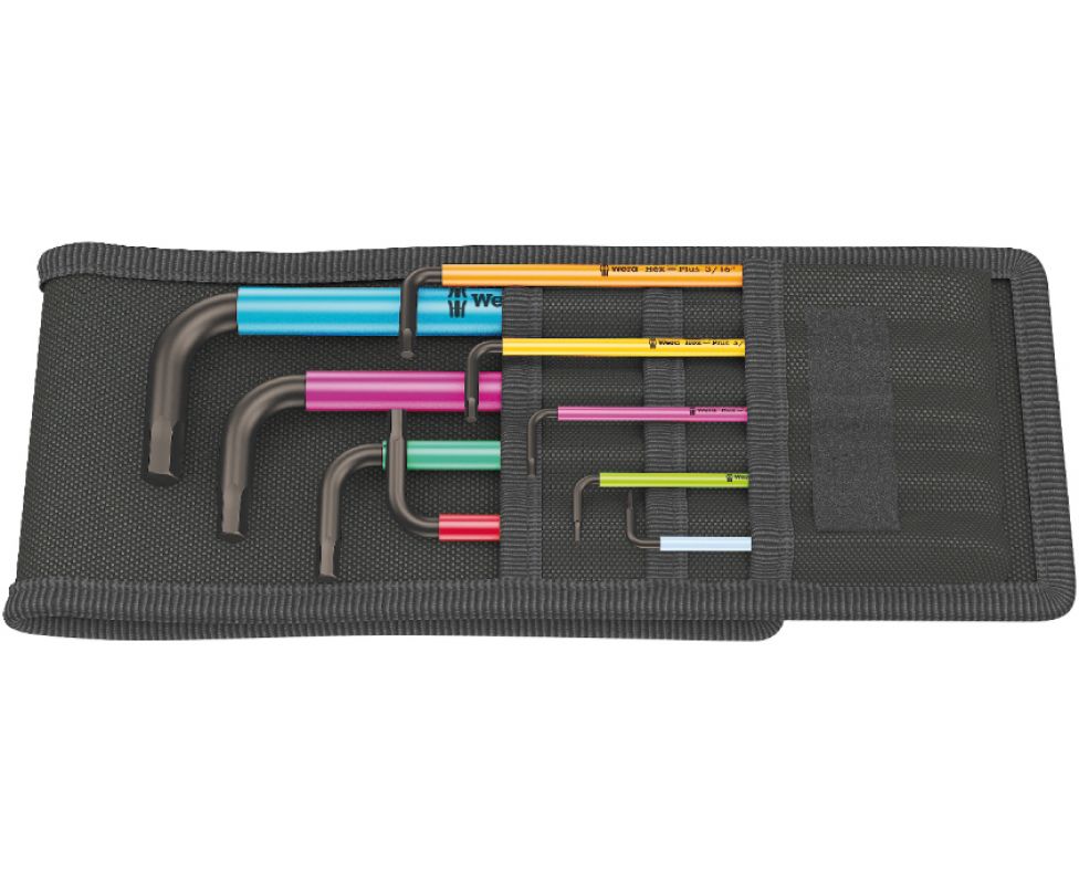 картинка Набор Г-образных ключей Wera Hex-Plus 950/9 Multicolour Imperial BlackLaser 1 с шаром, дюймовые WE-022639 от магазина "Элит-инструмент"