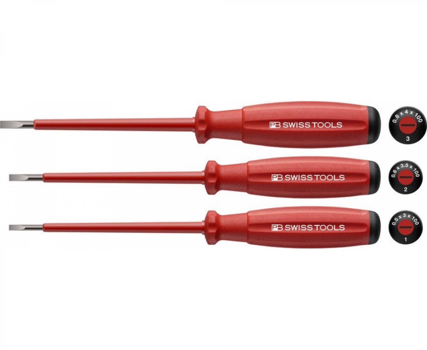 Набор шлицевых диэлектрических отверток SwissGrip PB Swiss Tools PB 58539.CN 3 шт. в блистере