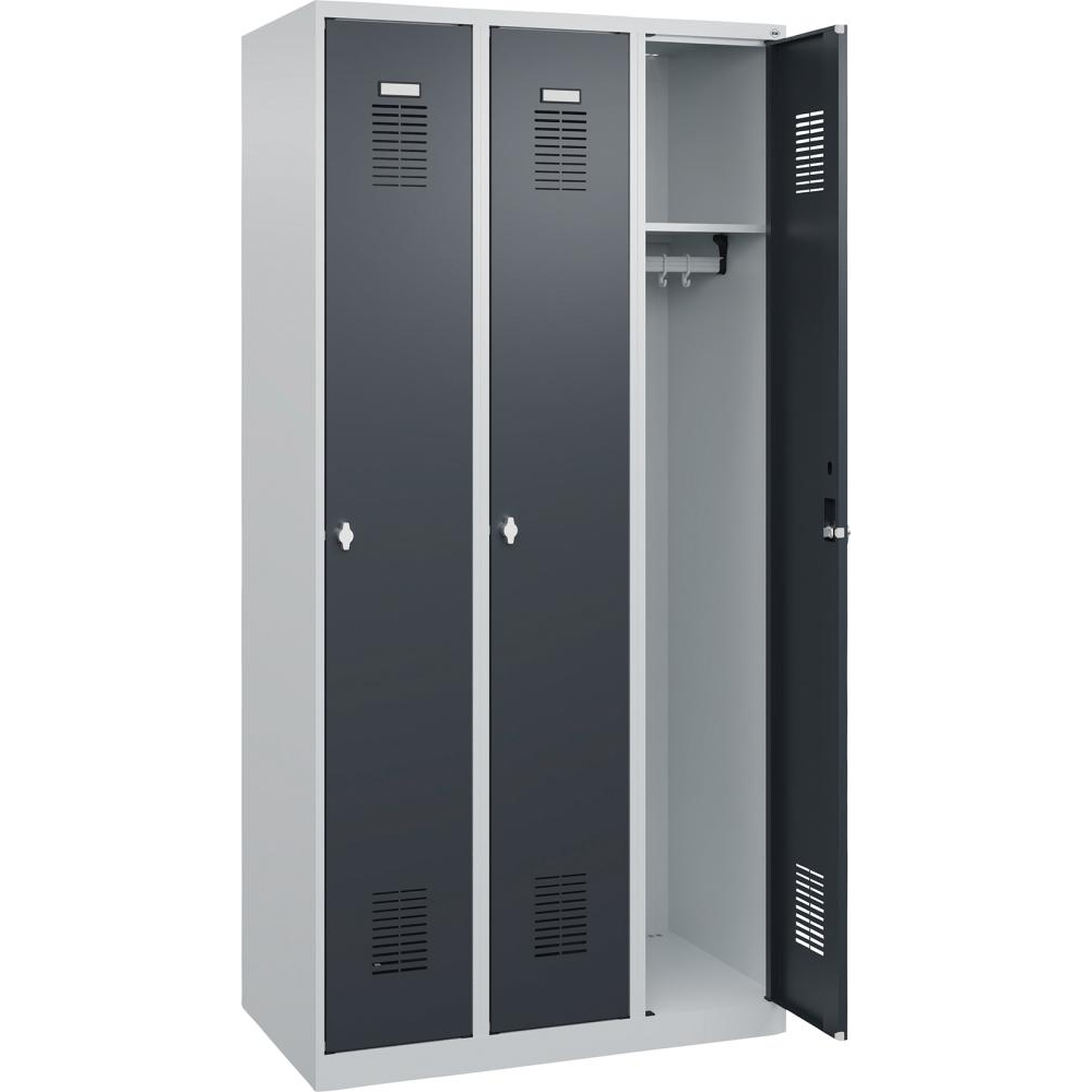картинка Гардероб BASIC Ш900xГ500xВ1850 мм RAL 7035/7016, 3 отделения 3037 2532 Fplus от магазина "Элит-инструмент"