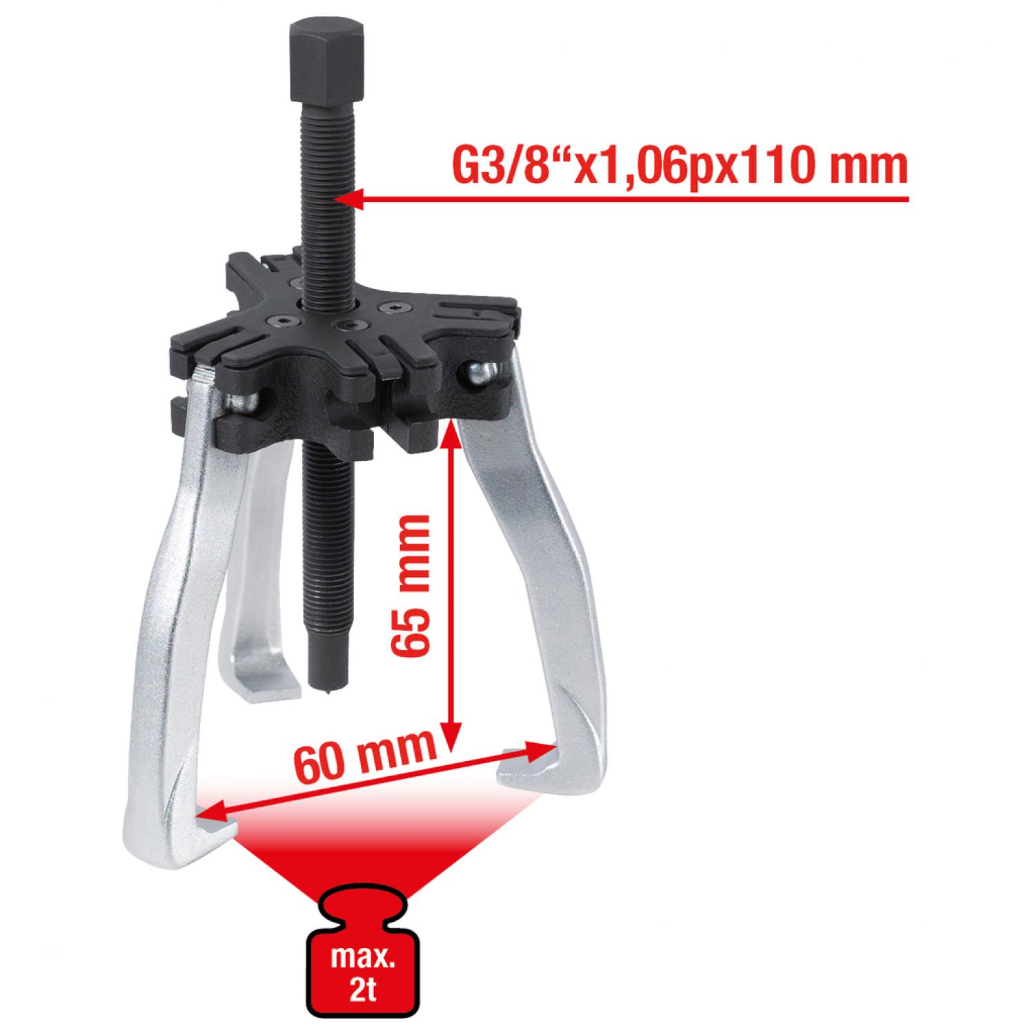 Универсальный съемник с 2 и 3 захватами, 60 мм, размер 1, 2 т