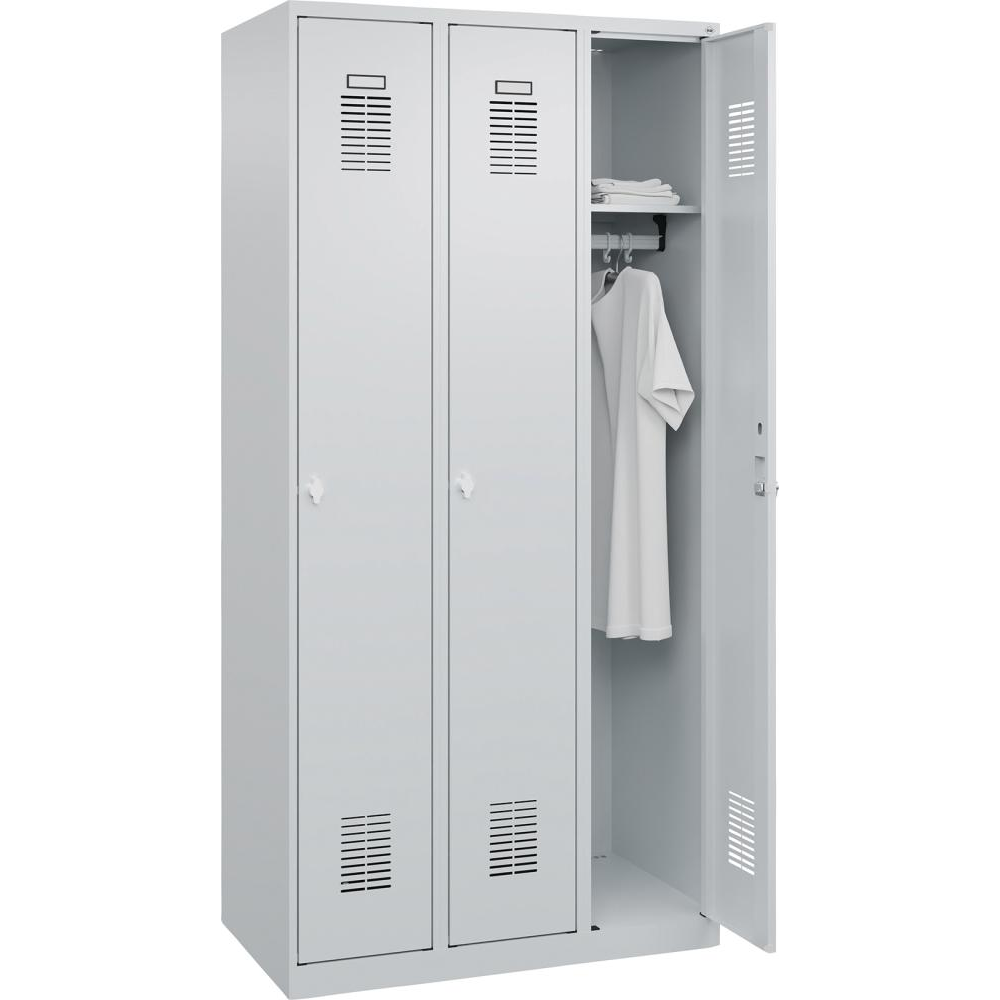 картинка Гардероб BASIC Ш900xГ500xВ1850 мм RAL 7035/7035, 3 отделения 3037 2512 Fplus от магазина "Элит-инструмент"