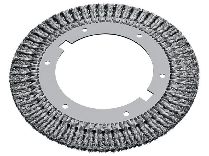 Кольцевая щётка, стальная нержавеющая, прямая проволока диаметр 300 мм ширина 13 мм ворс 0,50/0,80 мм с пазами 115,8 х 13