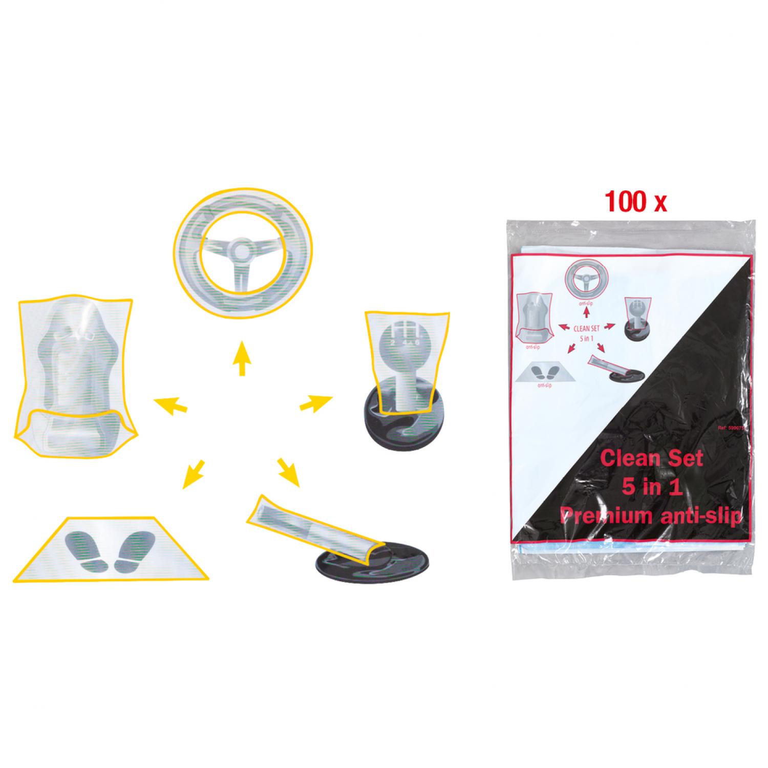 картинка Комплект чехлов для салона 5 в 1, для легковых автомобилей, 100 шт в упаковке от магазина "Элит-инструмент"