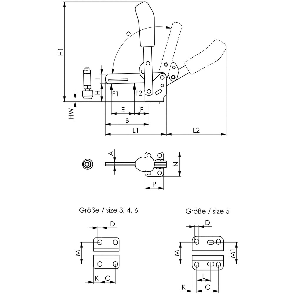 картинка Вертикальный шарнирный зажим с желтой ручкой АМF 557031 от магазина "Элит-инструмент"