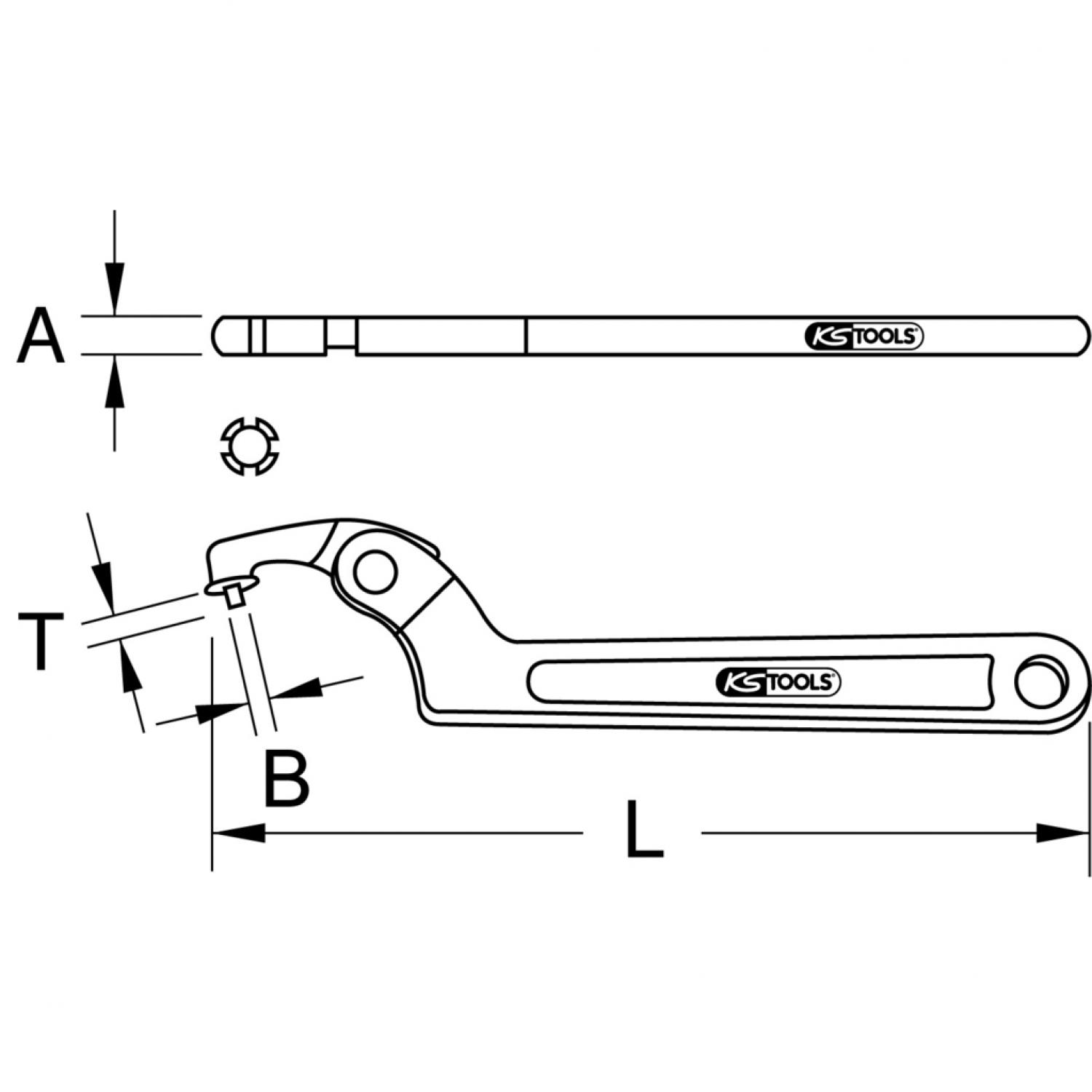 картинка Шарнирный крючковый ключ с цапфой, 114-158 мм от магазина "Элит-инструмент"