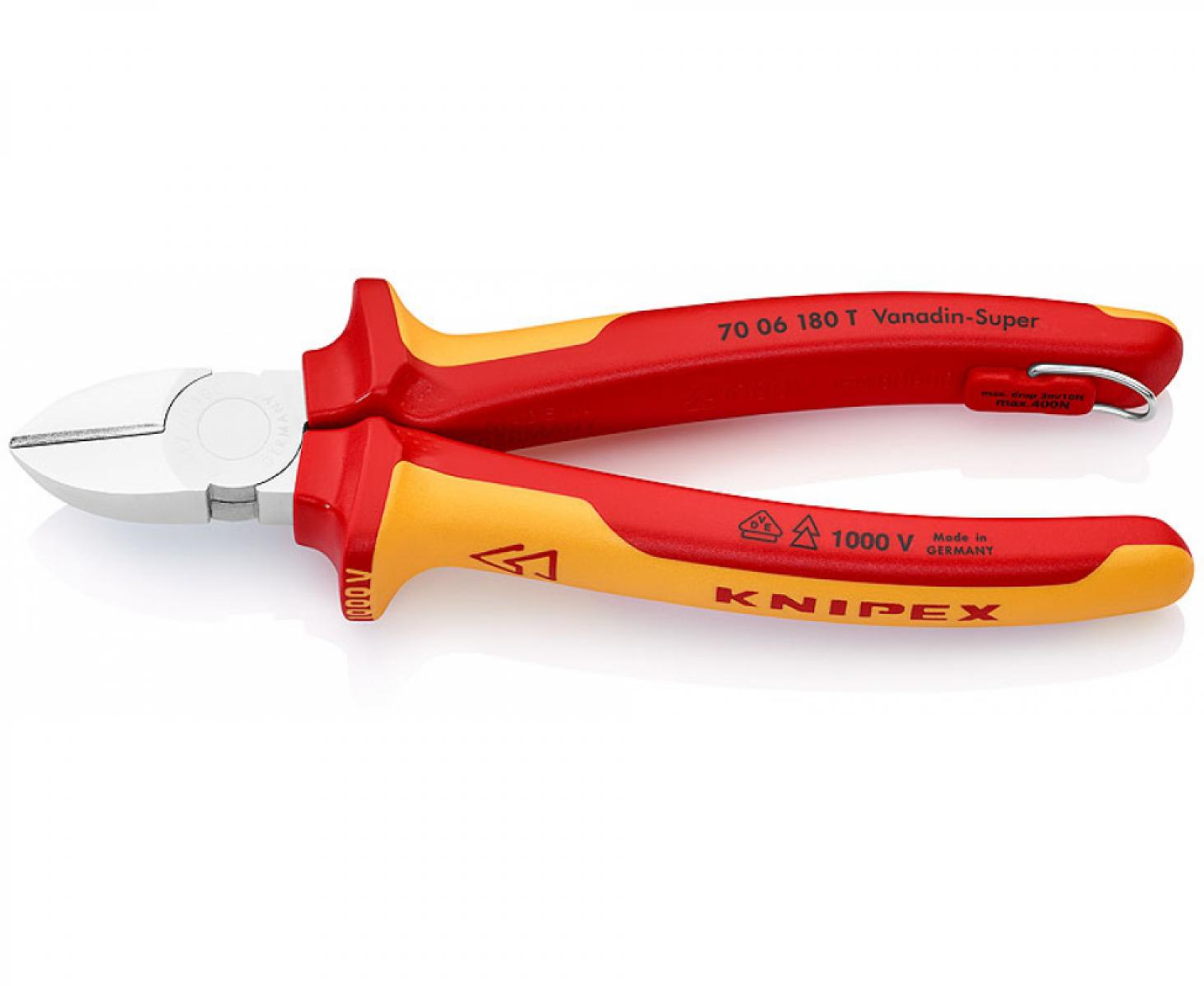 Кусачки боковые VDE Knipex KN-7006180T со страховочным креплением