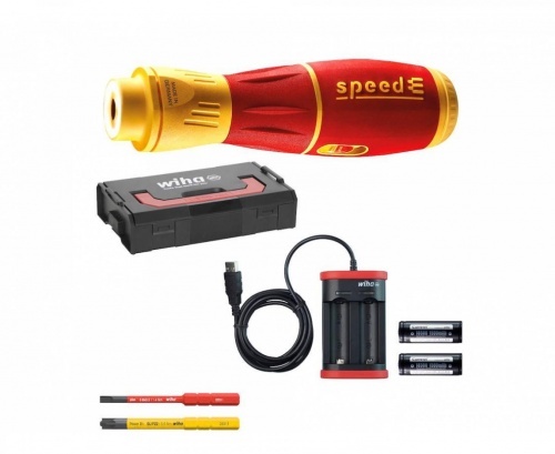 Электрическая отвертка SpeedE II, набор из 7 предметов с битами, батарейками и зарядным устройством USB, с мини-кассетой L-Boxx 41912 44318 (Wiha, Германия)