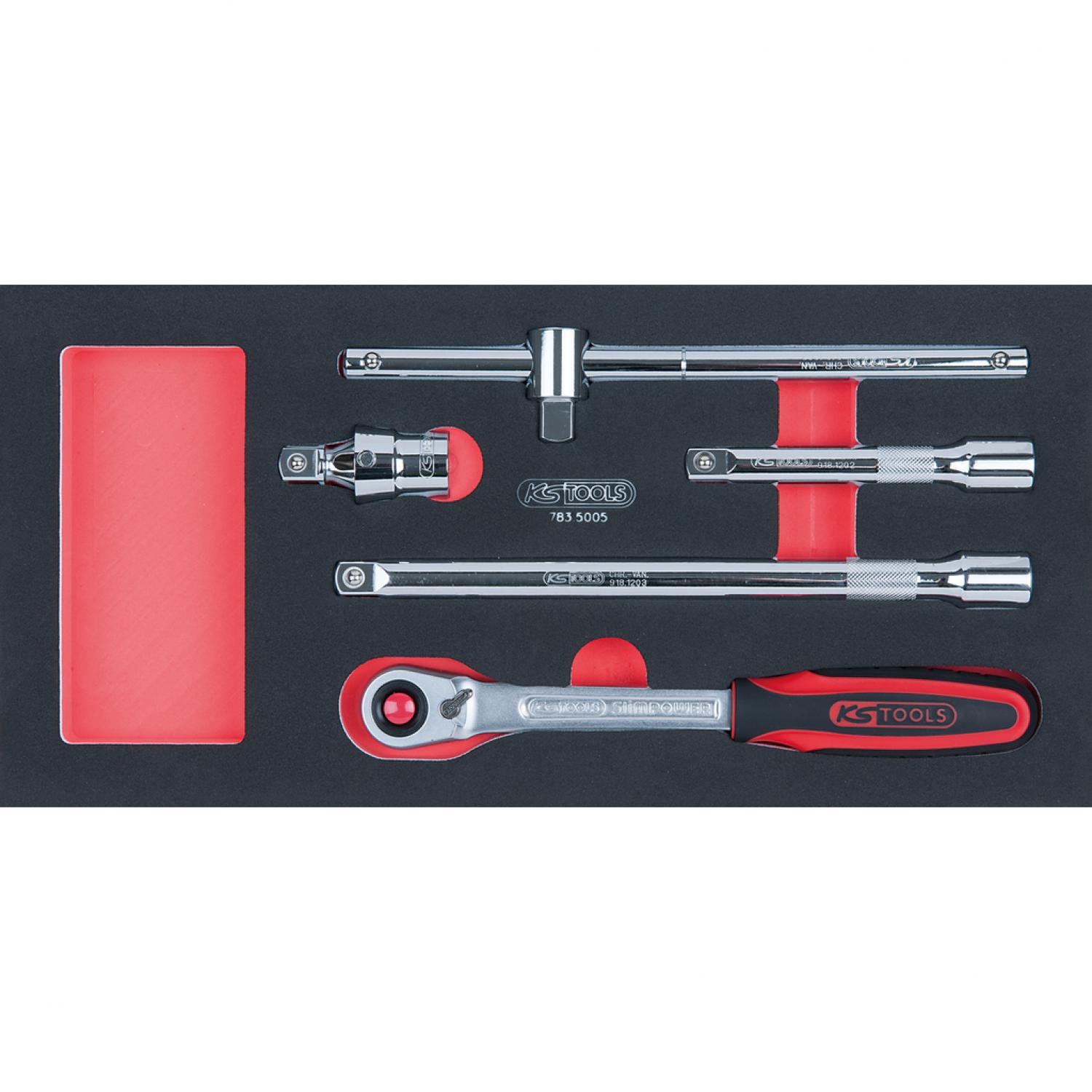 Комплект торцовых ключей SCS CHROMEplus 1/2", 5 шт, во вкладке на 1/3 инструментального ящика