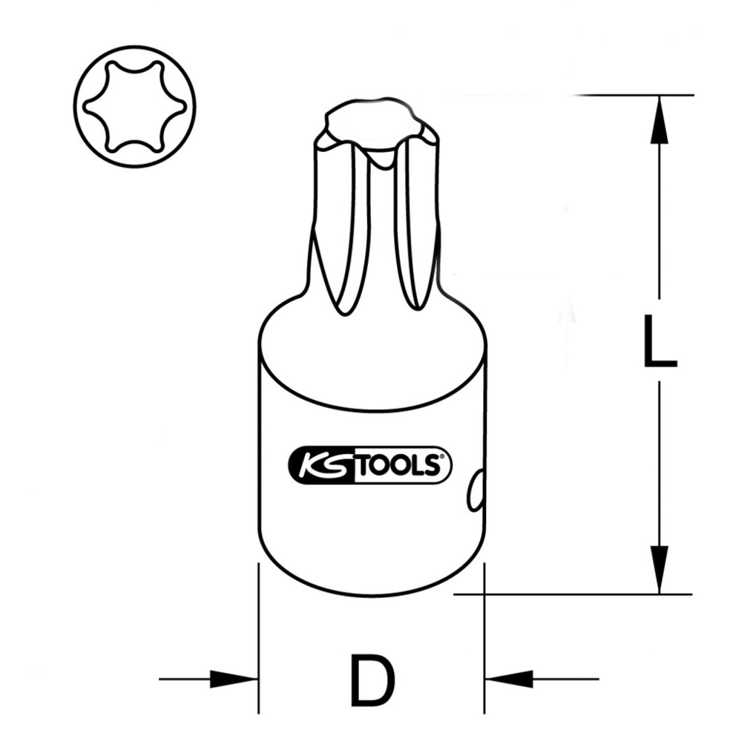 картинка Силовая торцовая головка с битом 1/2" с профилем Torx, короткая, T80 от магазина "Элит-инструмент"