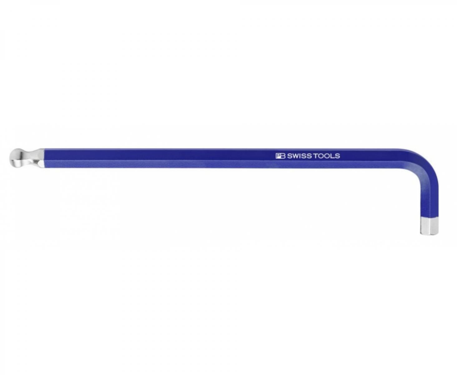 Ключ штифтовый HEX длинный PB Swiss Tools PB 212L.4 BL со сферической головкой, синий M4