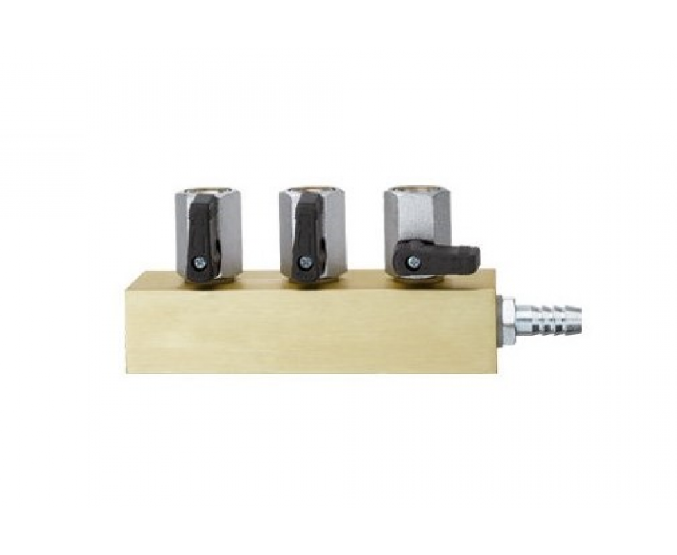 картинка Распределительный блок магнитный Wiha maxiflex ø 1/2" 27133 с 3 шаровыми кранами с выходом 3/8" от магазина "Элит-инструмент"