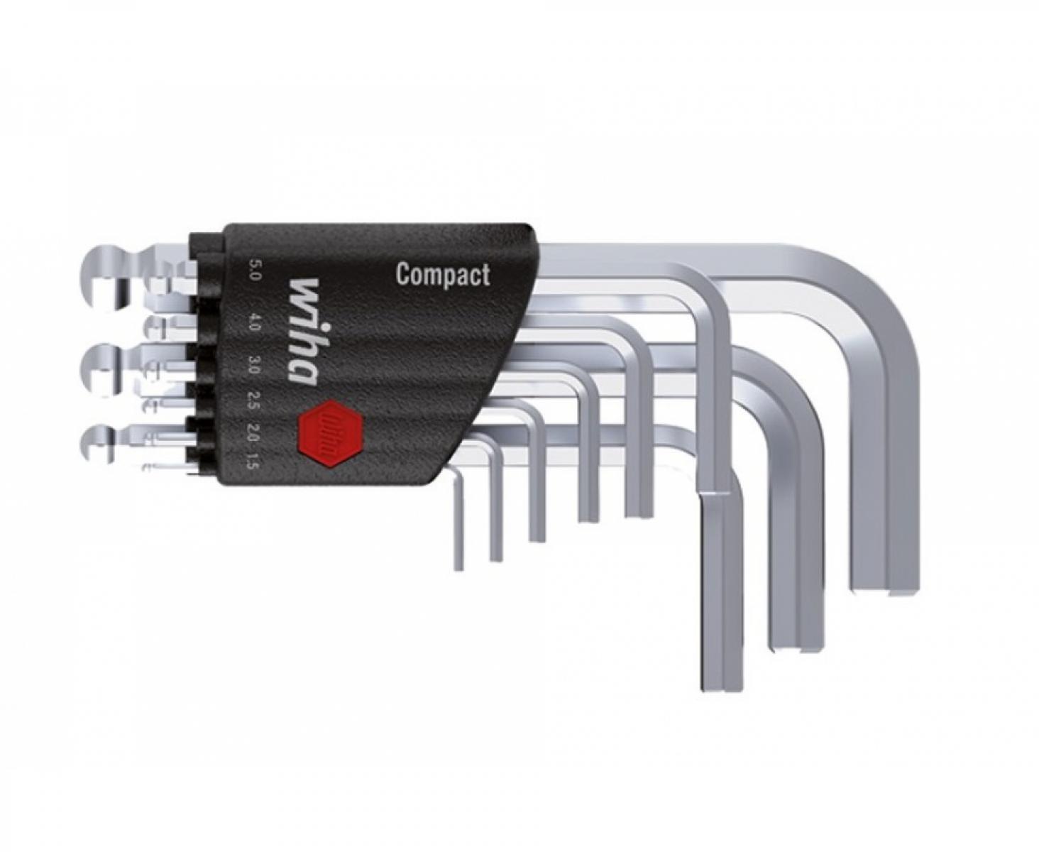 картинка Набор коротких штифтовых ключей со сферической головкой HEX Wiha Compact 369 KH9 40410 9 предметов от магазина "Элит-инструмент"