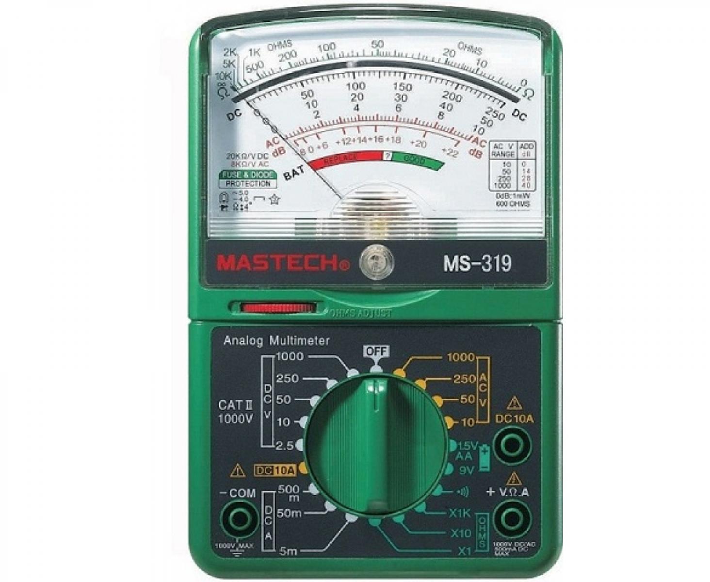 картинка Мультиметр аналоговый Mastech MS319 от магазина "Элит-инструмент"