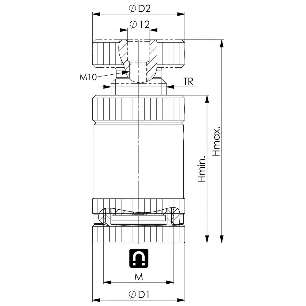картинка Алюминиевый винтовой домкрат с магнитным основанием АМF 75812 от магазина "Элит-инструмент"
