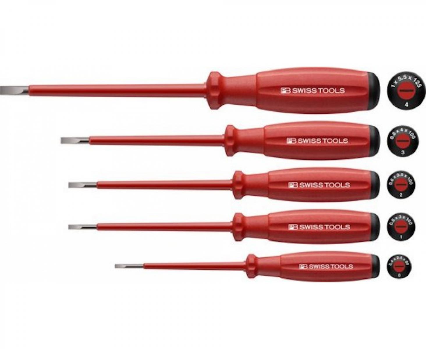 картинка Набор шлицевых диэлектрических отверток SwissGrip PB Swiss Tools PB 58538 5 шт. от магазина "Элит-инструмент"