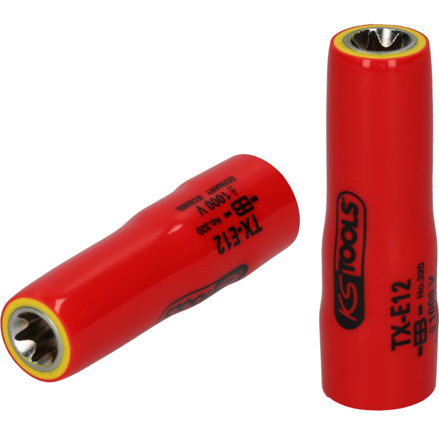 Торцевая головка изолированная 3/8“ для шлицев типа Torx-E, Е12, длинная