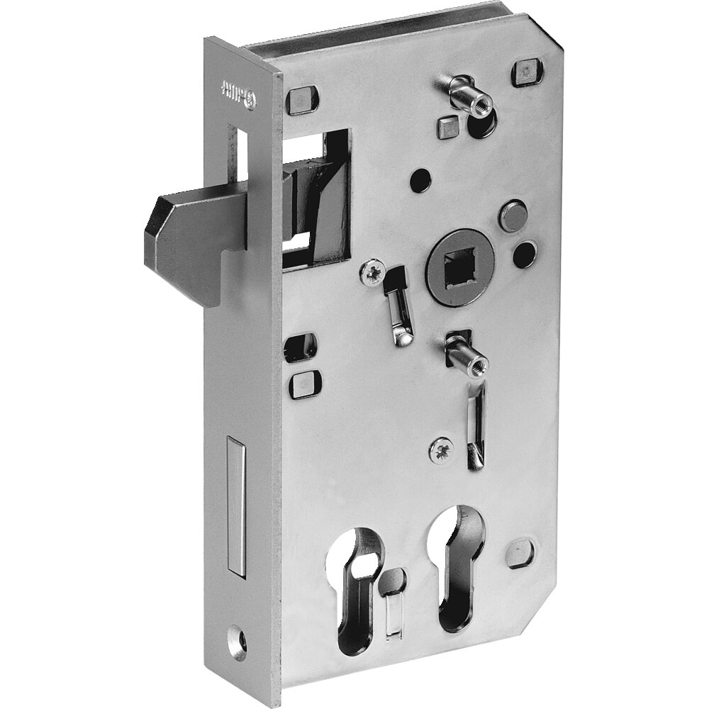 Замок раздвижной двери на два профильных цилиндра, оцинкованный АМF 16238