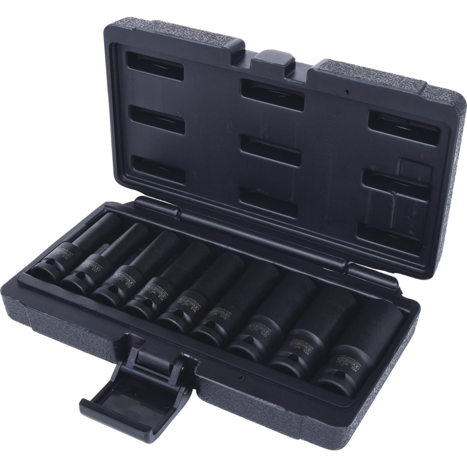 Комплект силовых торцовых головок 1/2'' с внешним профилем Torx, 9 шт, Е10-Е24