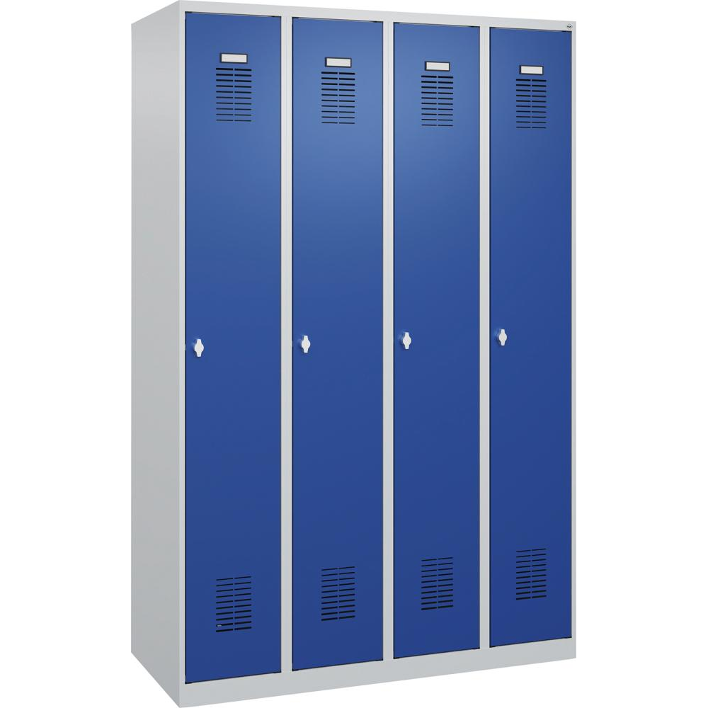 картинка Гардероб BASIC Ш1200хГ500хВ1850 мм RAL 7035/5010, 4 отделения 3037 2523 Fplus от магазина "Элит-инструмент"