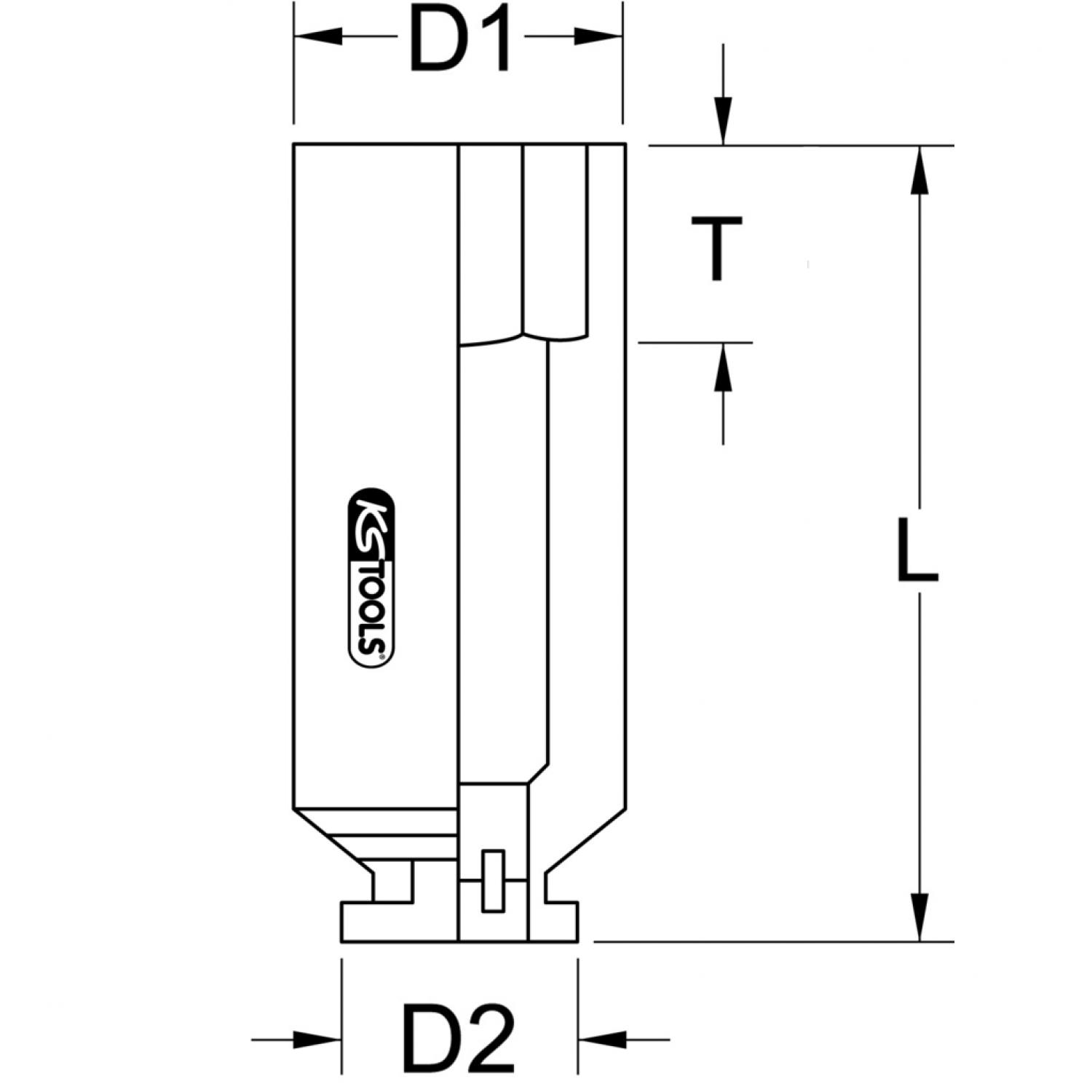 Шестигранная силовая торцовая головка 3/4'', длинная, 19 мм