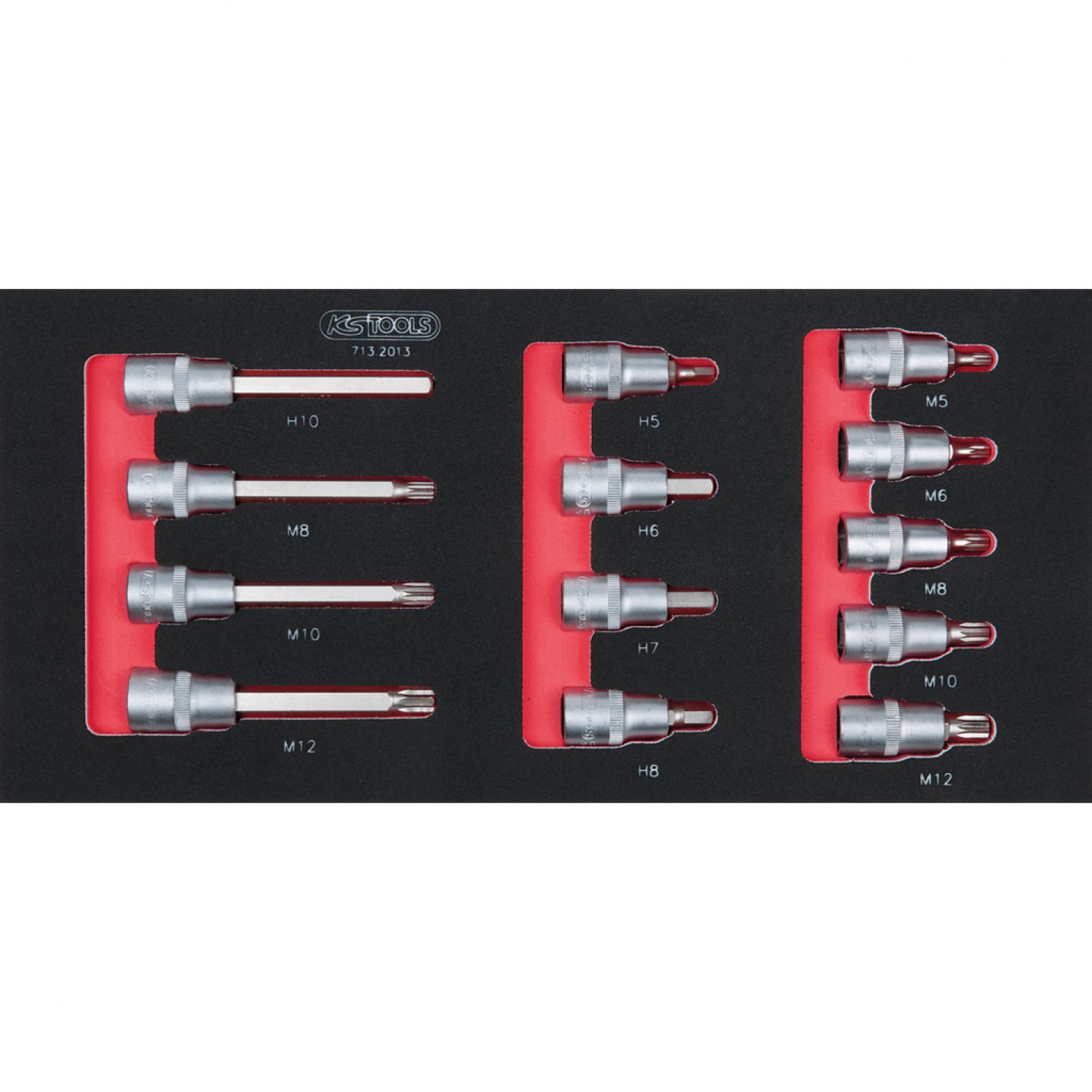 Комплект торцовых головок с битами SCS 1/2", 13 шт, во вкладке на 1/3 инструментального ящика