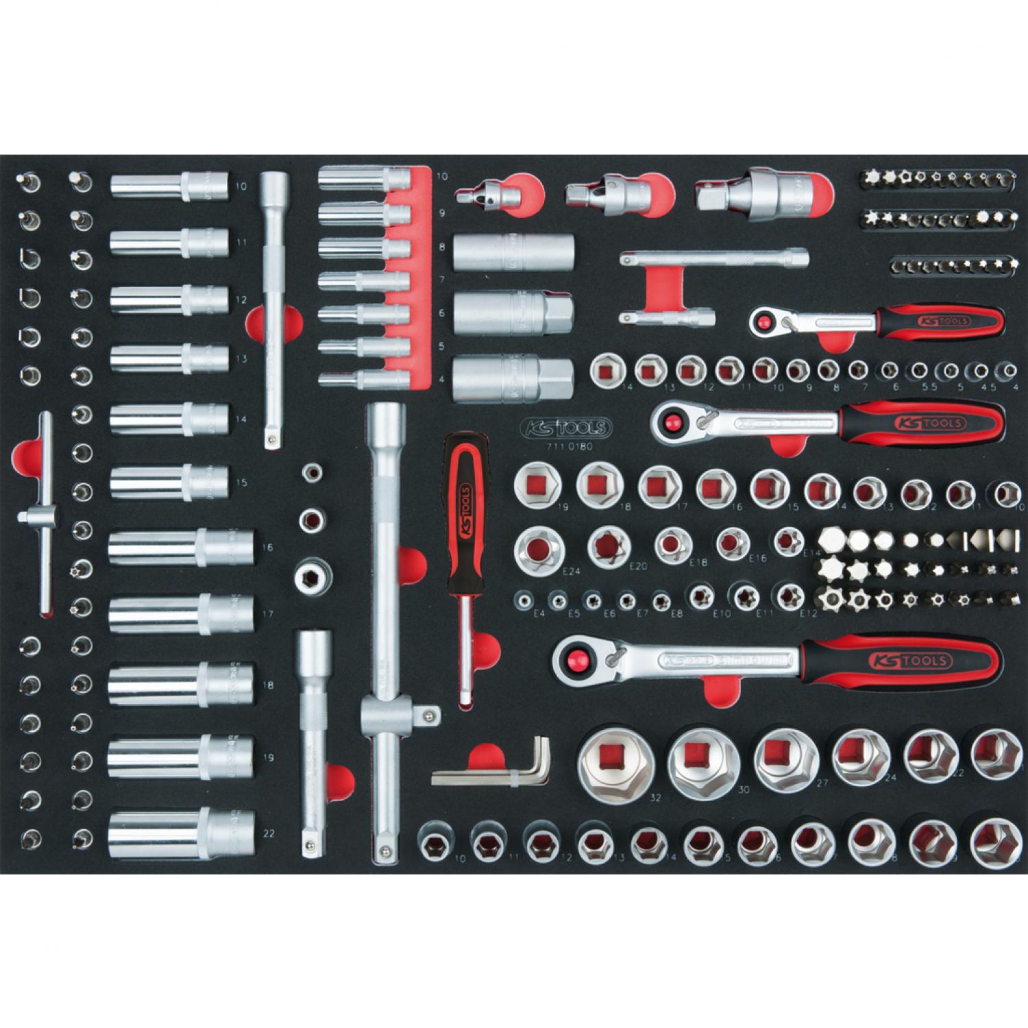 картинка Комплект торцовых ключей SCS 1/4"+3/8"+1/2'', 180 шт, во вкладке на 1/1 инструментального ящика от магазина "Элит-инструмент"