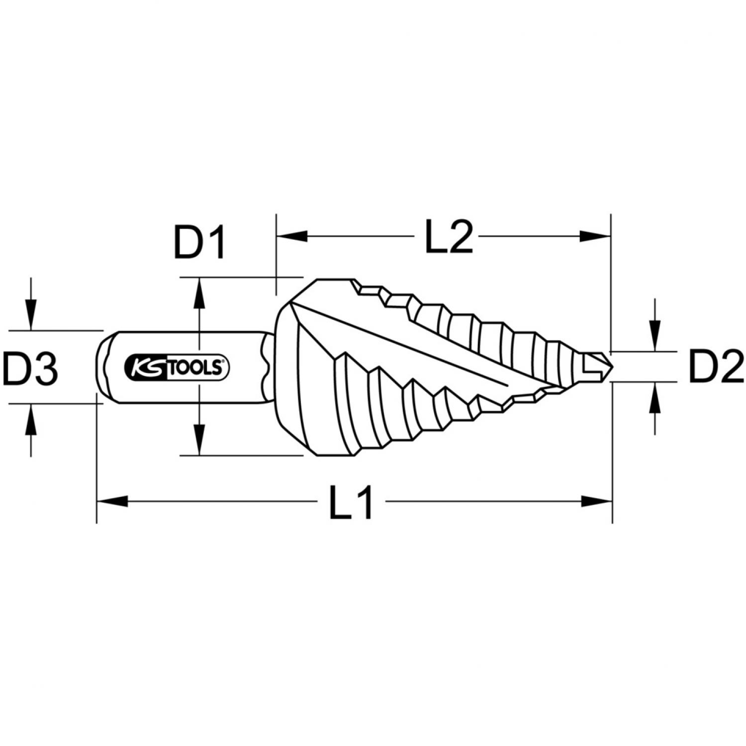 картинка Ступенчатое сверло HSS, экстракороткое, Ø 4-12 мм, 9 ступеней от магазина "Элит-инструмент"