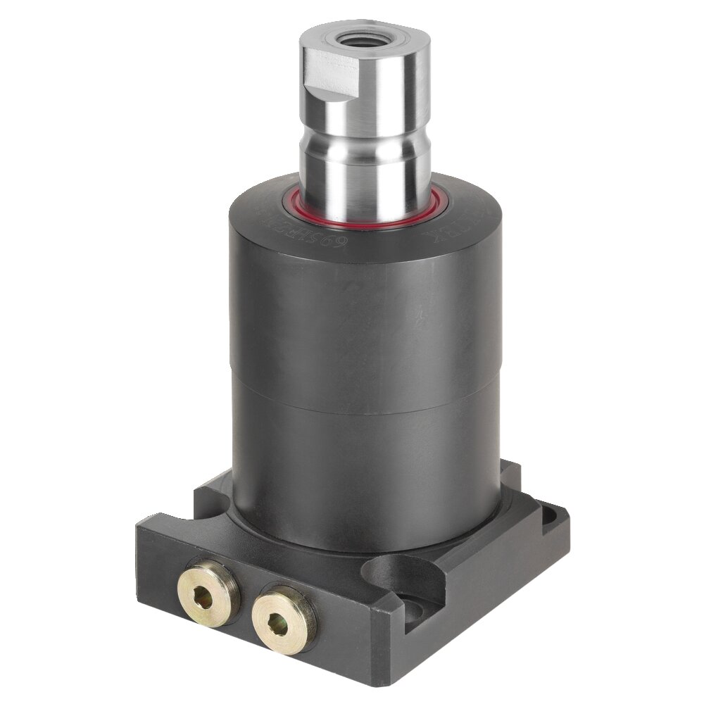 Двухтактный цилиндр, установленный на основании с фланцем, с направляющим поршневым штоком АМF 327114