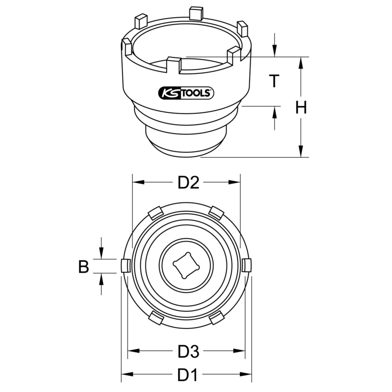 картинка Ключ для шлицевых гаек 3/4" с 6 цапфами для MAN, 95-115 мм от магазина "Элит-инструмент"