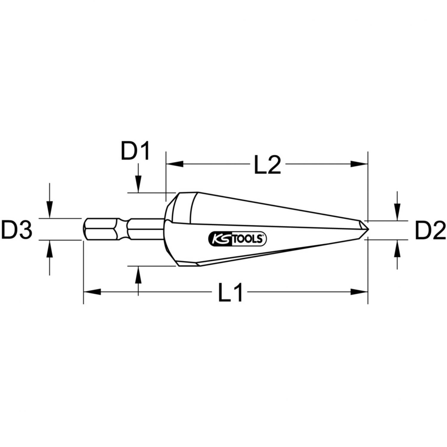 картинка Бит для конической борфрезы HSS-TiN для листовой стали, Ø 5-20 мм от магазина "Элит-инструмент"