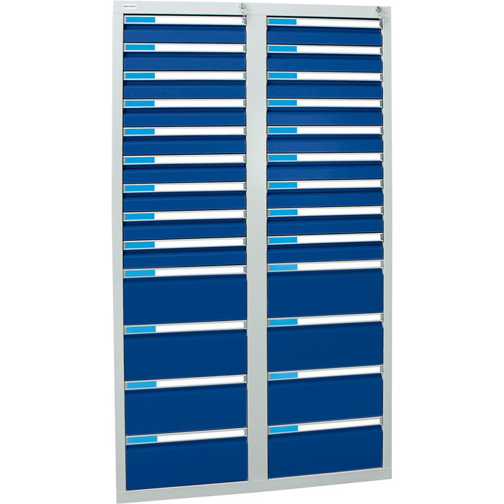 картинка Шкаф формата Ш1800хГ1000хВ500мм RAL 7035/5010 26 ящиков 75кг 3031 5104 Fplus от магазина "Элит-инструмент"