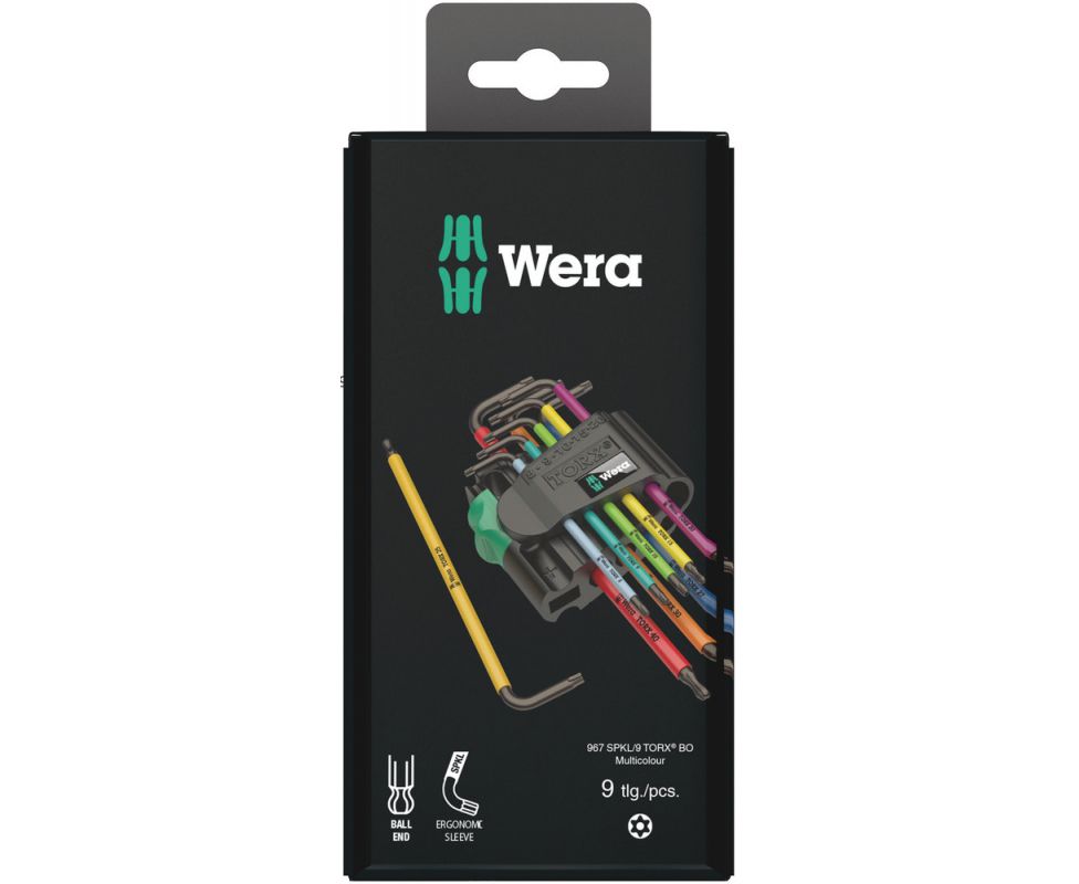 Набор Г-образных ключей Wera 967 SPKL/9 TORX BO Multicolour BlackLaser WE-073599