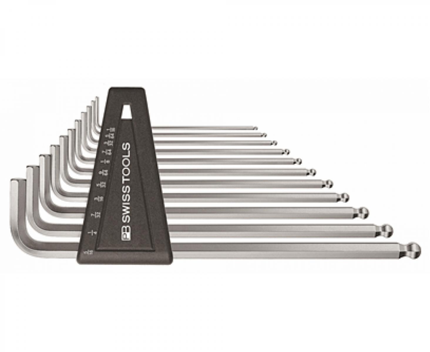 картинка Набор длинных дюймовых штифтовых ключей HEX PB Swiss Tools PB 212Z.LH-12 со сферической головкой 12 шт. от магазина "Элит-инструмент"