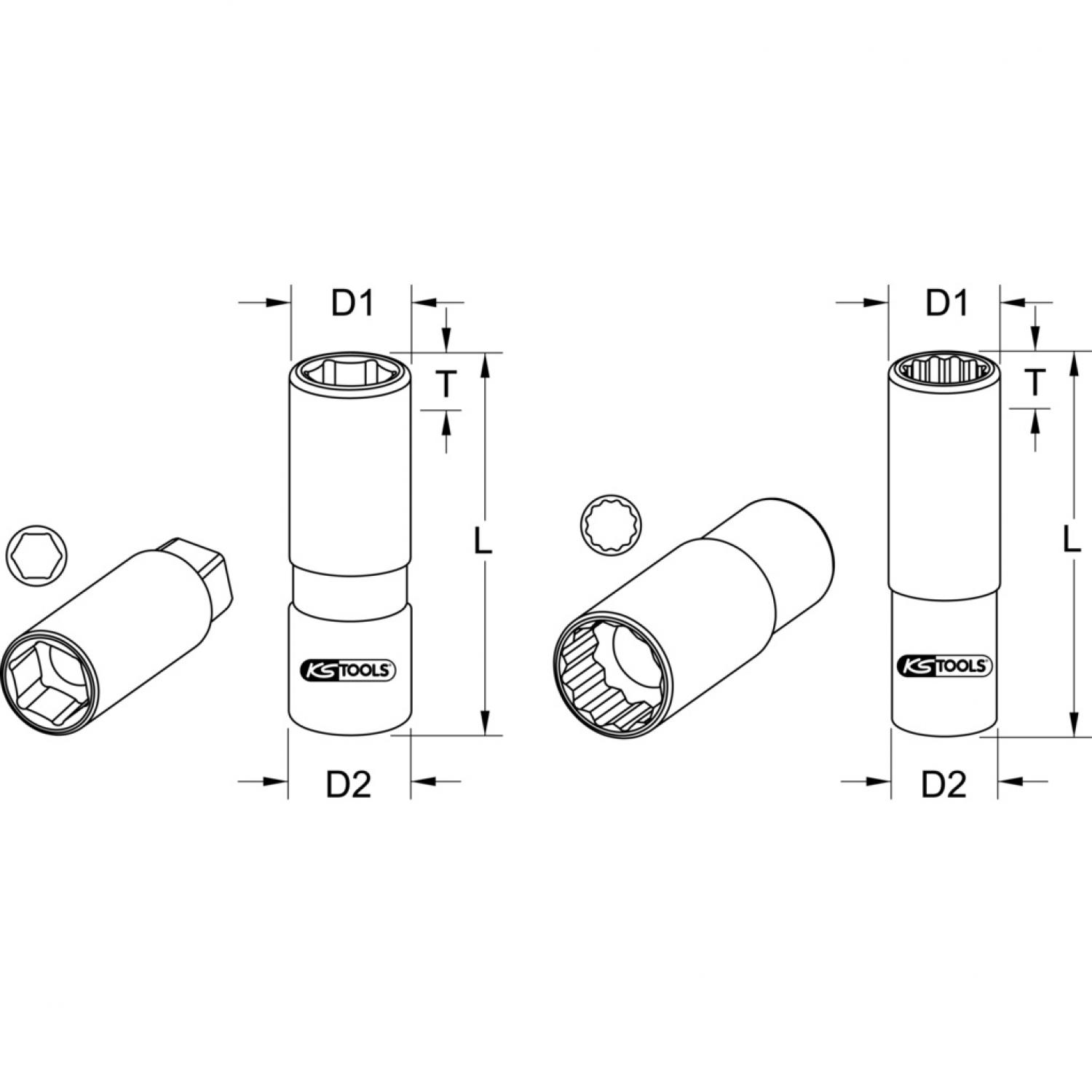 картинка Торцовая головка CHROMEplus 1/2" для свечей зажигания, 21 мм от магазина "Элит-инструмент"
