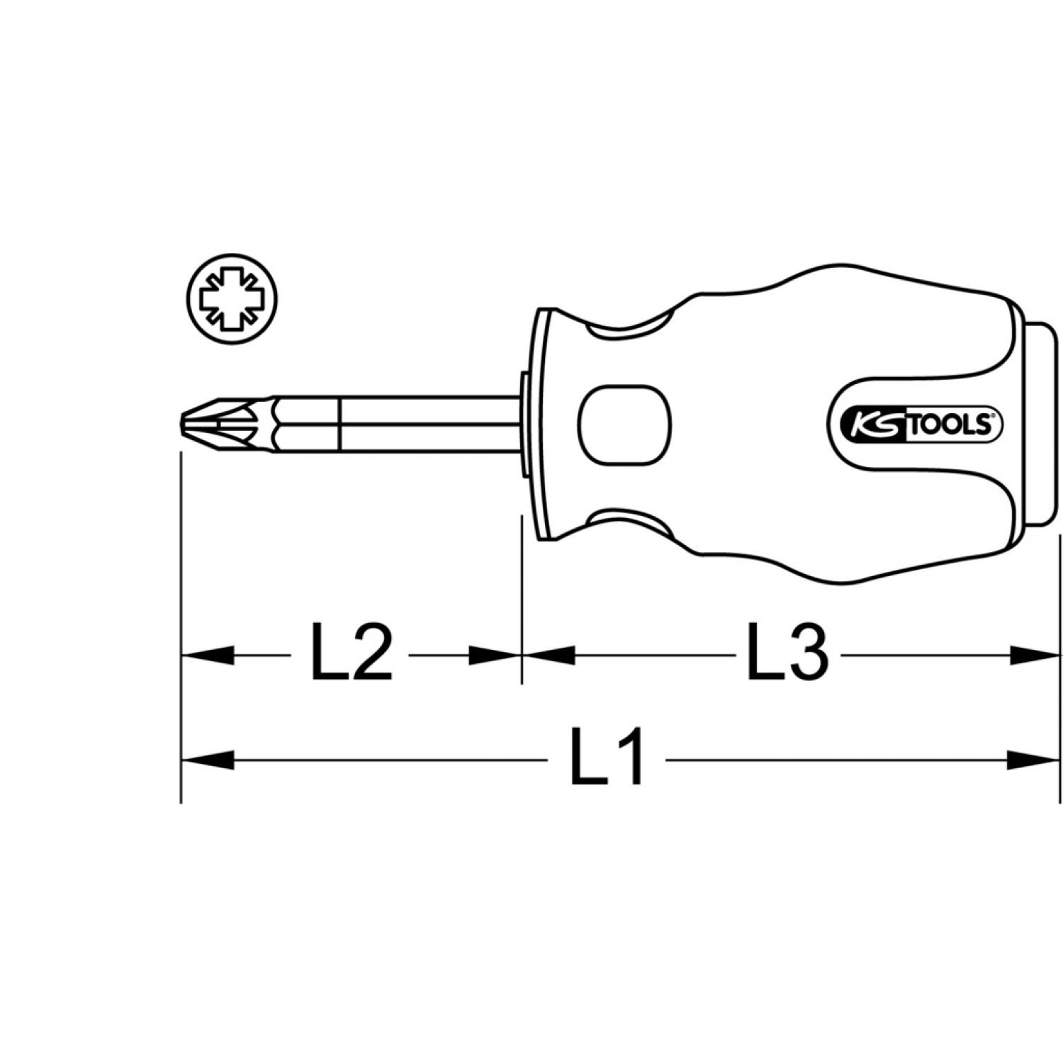 картинка Ударная отвертка ERGOTORQUEmax, PZ2, короткая форма от магазина "Элит-инструмент"